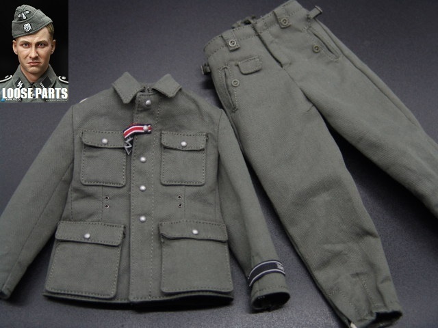 [ Otto ]1/6 doll parts :DID made WWII Germany army SS military uniform top and bottom set ( insignia kind attaching )[ new product ]