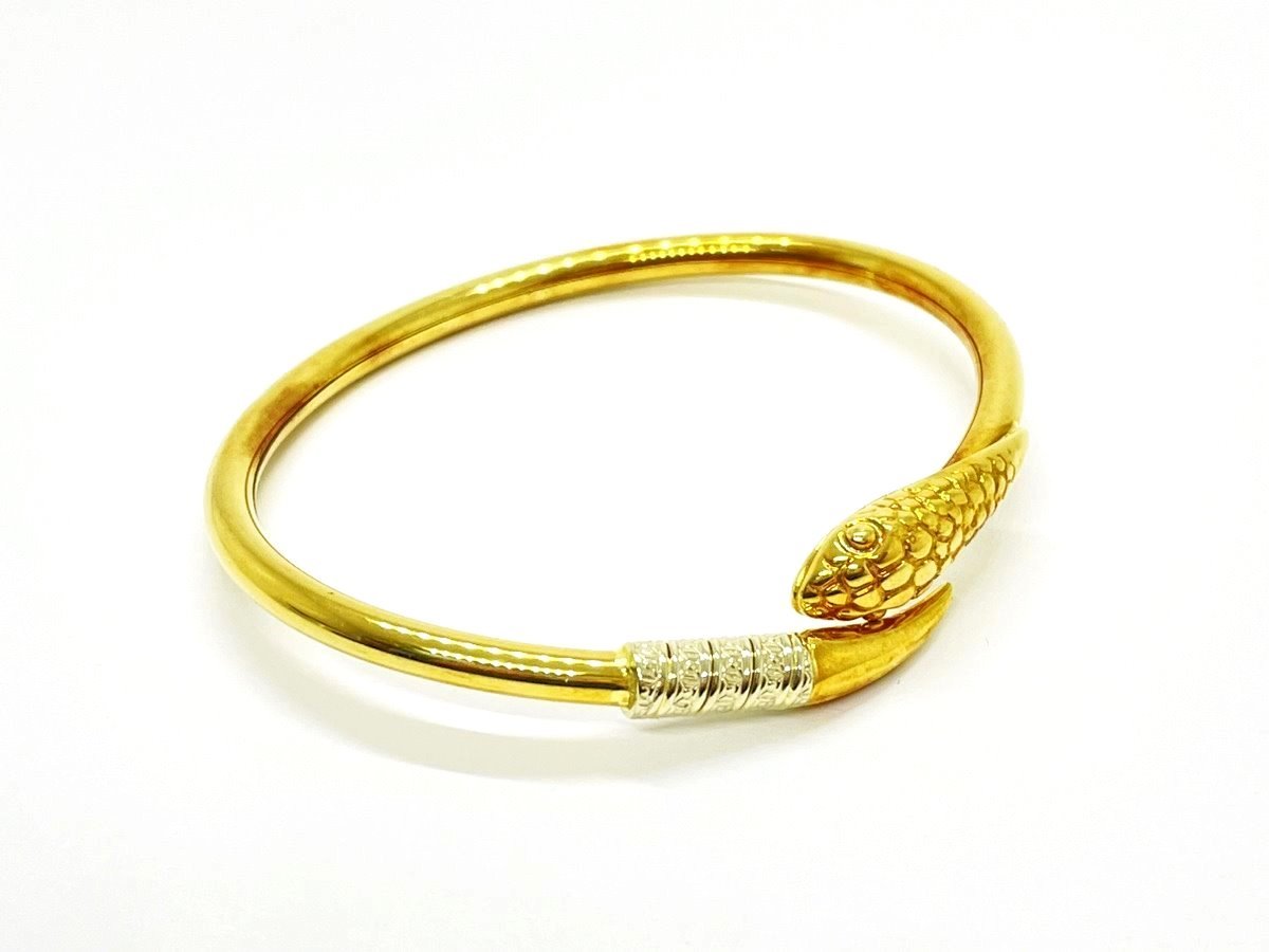 **[u Noah ere] UNOAERRE Italian jewelry 750 18 gold K18 Gold .he screw ne-k reptiles bangle bracele 18cm oi **