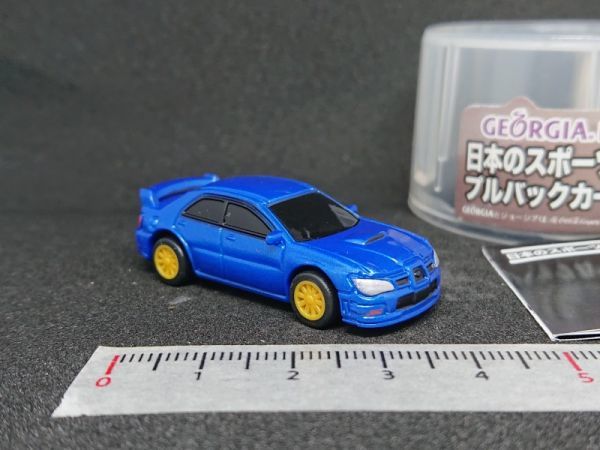 ★SUBARU IMPREZA WRX STI インプレッサ【日本のスポーツカー コレクション ジョージア限定】 1/94 青 ミニカー スポーツカー 非売_画像2