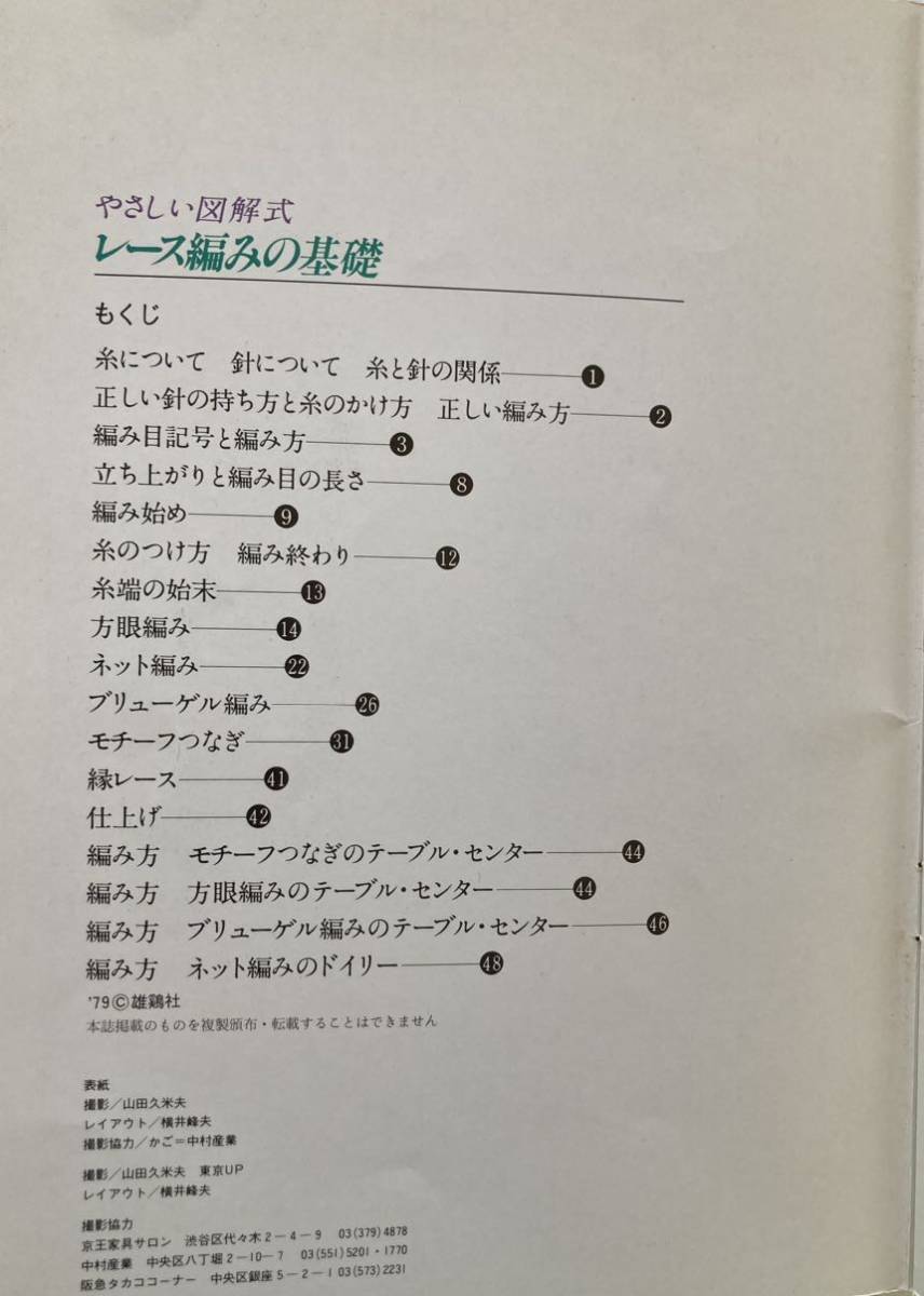 【年代物】ONDORI やさしい図解式 レース編みの基礎 アンティーク レース 本 昭和59年2月29日7版 手芸 編物 本 お手本 和洋裁 ハンドメイド_画像3