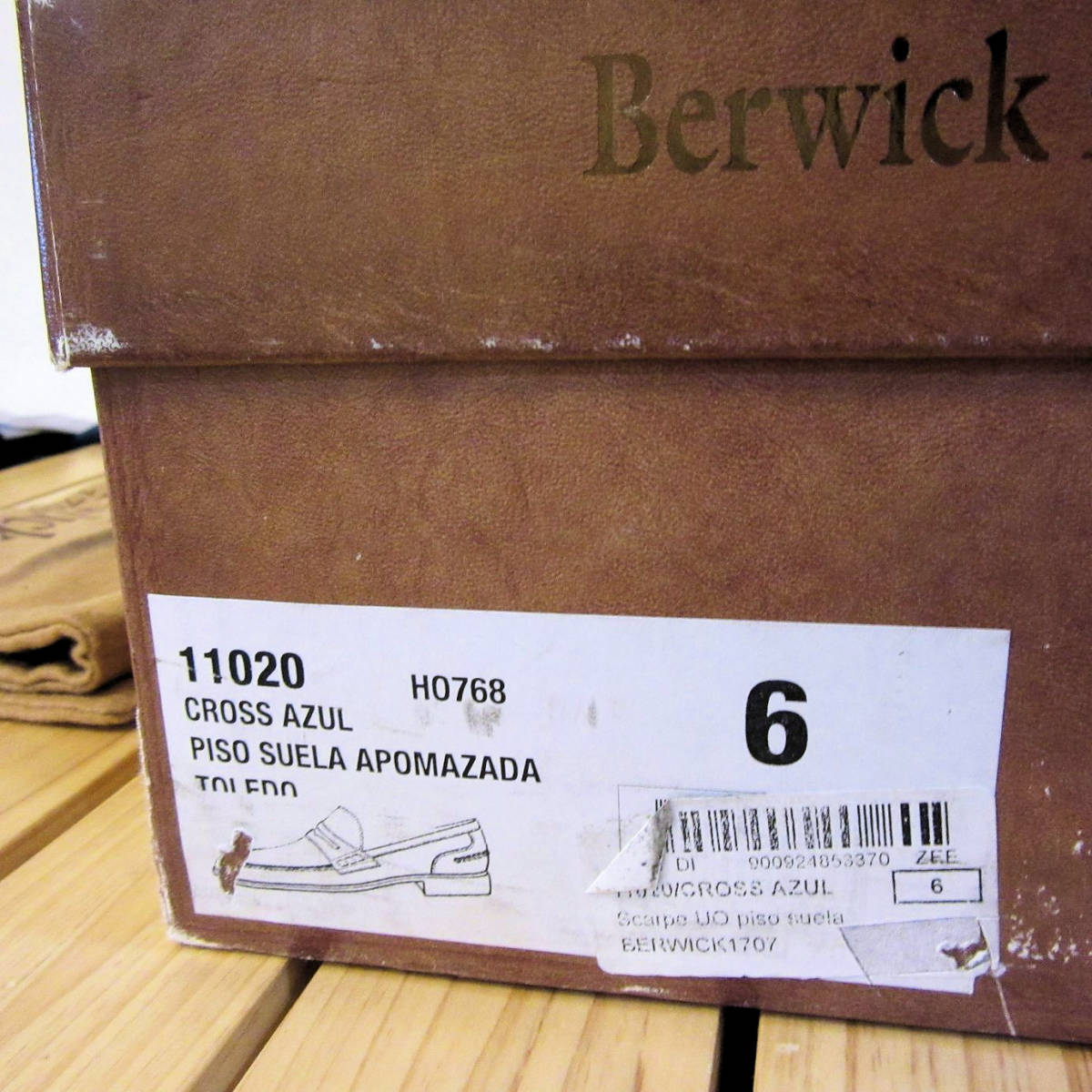  unused . close beautiful goods Berwick 1707 bar wik coin Loafer leather shoes leather shoes Goodyear moccasin navy men's UK6 25cm