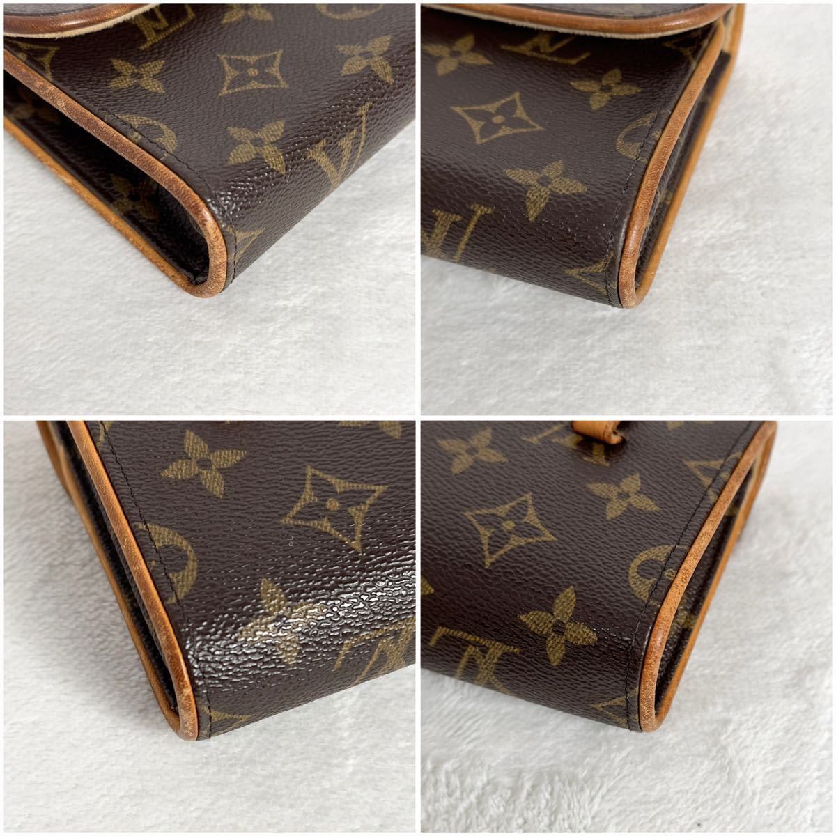 1円〜★LOUIS VUITTON ルイヴィトン フロランティーヌ ポシェット M51855 ウエストポーチ モノグラム ウエストバッグ レザー ブラウン 茶_画像5