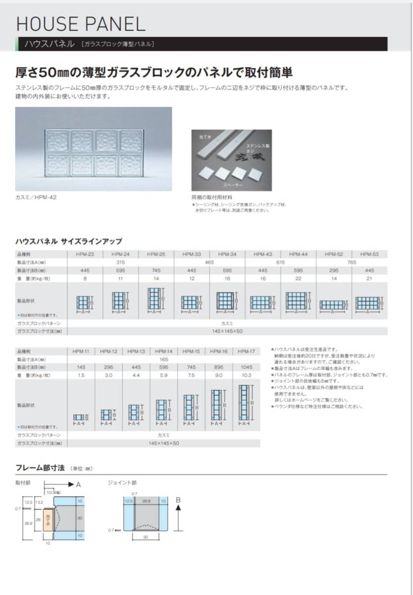 日本電気硝子ガラスブロック　HP5-33　オパリーン　ガラスブロックハウスパネル　廃盤品ガラスブロック　_イメージ参考画像