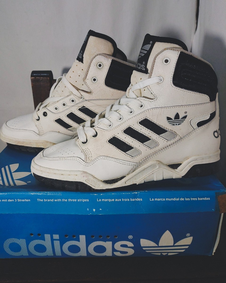Dead stock Adidas Phantom Ⅱ Hi WH×BK basketball shoes 80s 未使用 アディダス ファントム Ⅱ デッドストック バッシュ ビンテージの画像3