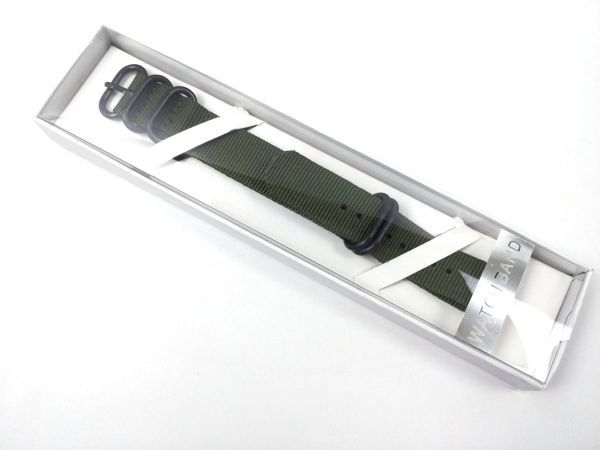 ナイロン製ミリタリーストラップ 腕時計布ベルト natoタイプ アーミーグリーンXブラック 20mmの画像7