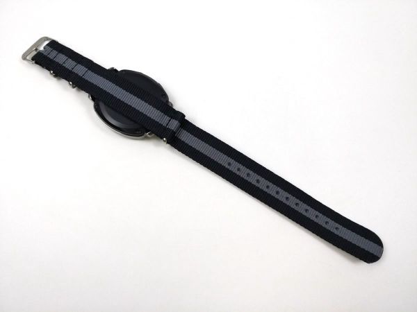 ナイロン製ミリタリーストラップ 布ベルト natoタイプ 腕時計 ブラックXグレー ストライプ 20mm #2の画像5