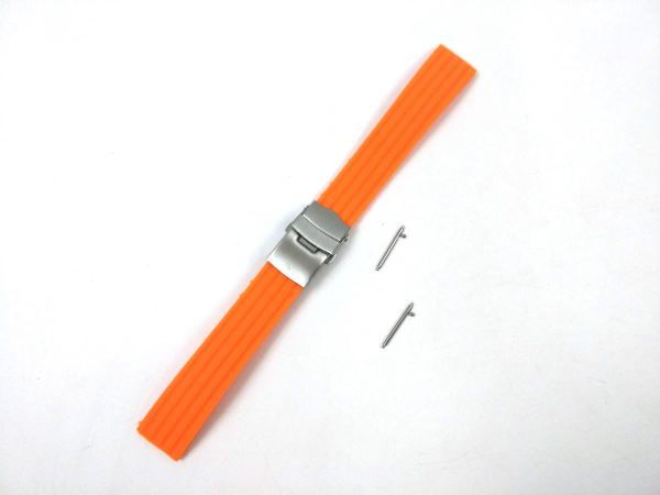 シリコンラバーストラップ 腕時計交換用ベルト オレンジ 18mm_画像3