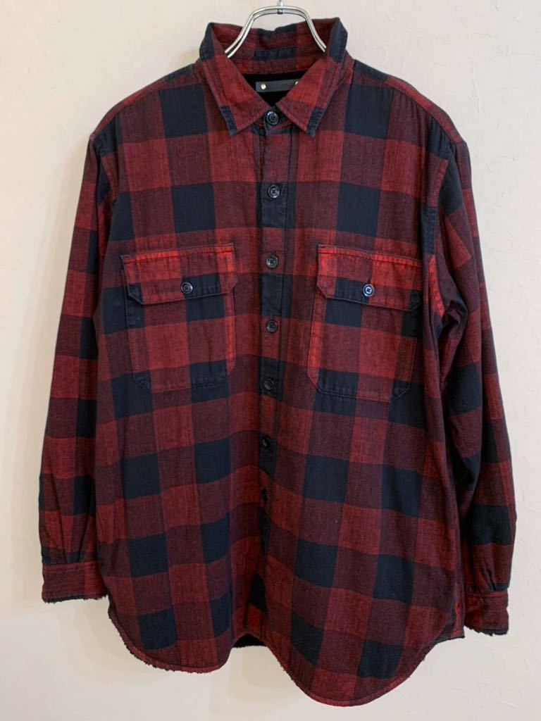 minedenimマインデニム　裏ボアチェックシャツジャケット　赤黒　3サイズ