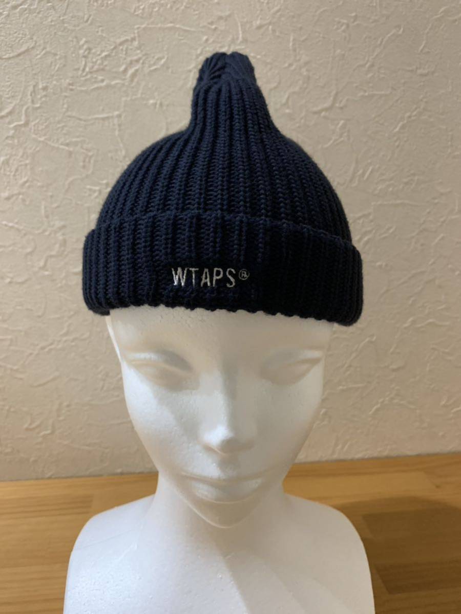 WTAPS ダブルタップス　ロゴ刺繍ニットキャップ ブラック