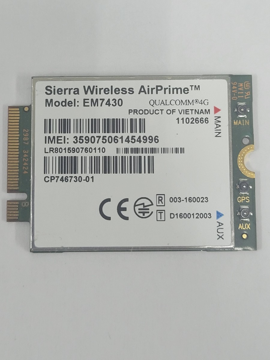 Sierra Wireless AirPrime EM7430 富士通/Panasonic内蔵品 4Gモジュール ワイヤレスWANカード 都市鉱山にも【動作確認済】P02295の画像1