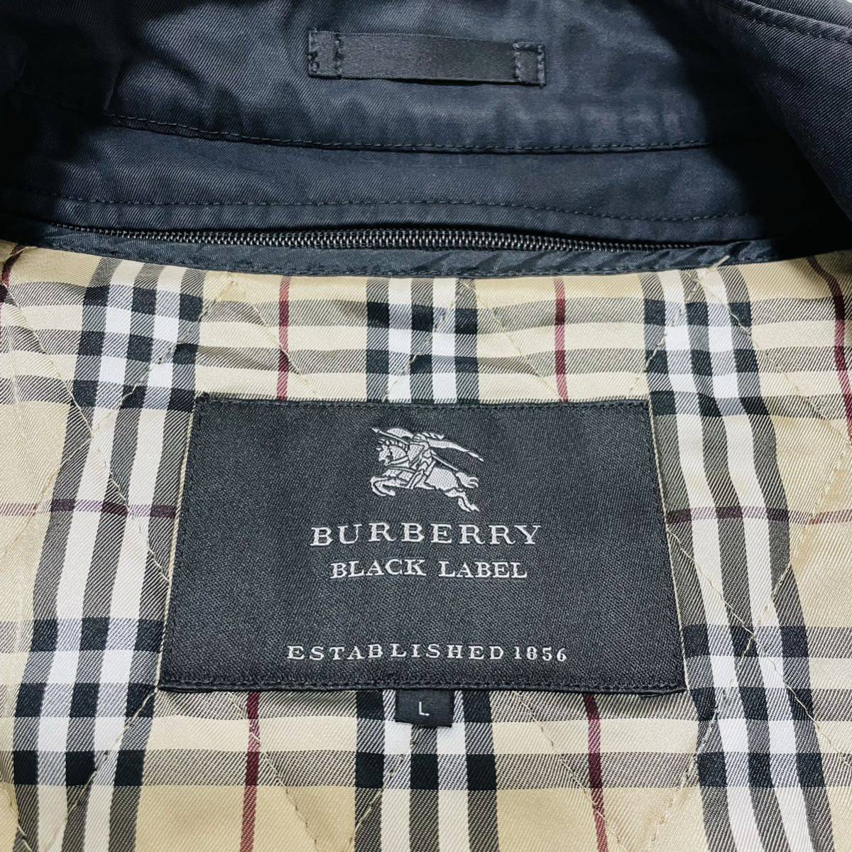 バーバリーブラックレーベル【圧巻のノバチェック】BURBERRY BLACK LABEL トレンチコート ライナー付き キルティング 黒 ブラック Lサイズ_画像9