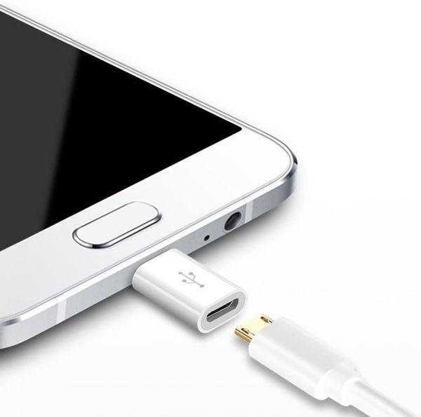 白 2個セット Micro USB → Type C 端子 変換 アダプター 充電 コネクター Android Xperia スマホ アンドロイド エクスペリア 下駄_画像3