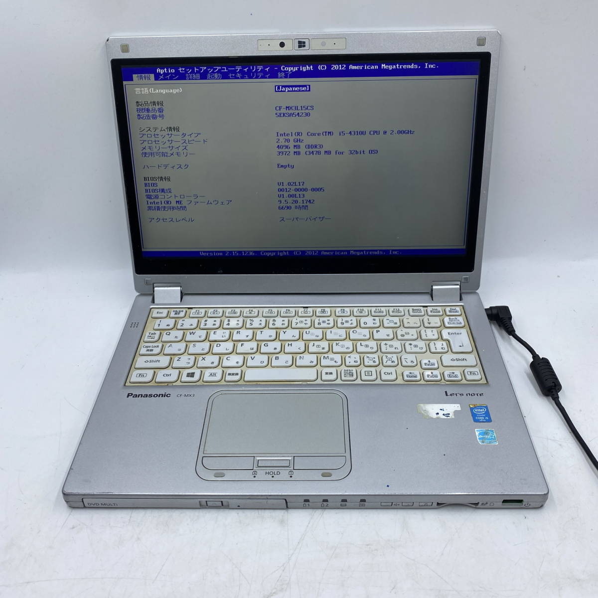 Panasonic ノートパソコン MX3 CPU:i5-4310U ジャンクZ1285_画像1