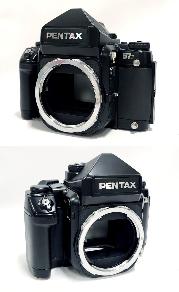 ★シャッターOK◎ PENTAX 67II 木製グリップ付き 中判 フィルムカメラ ボディ ペンタックス ストラップ付き 8394M15._画像4