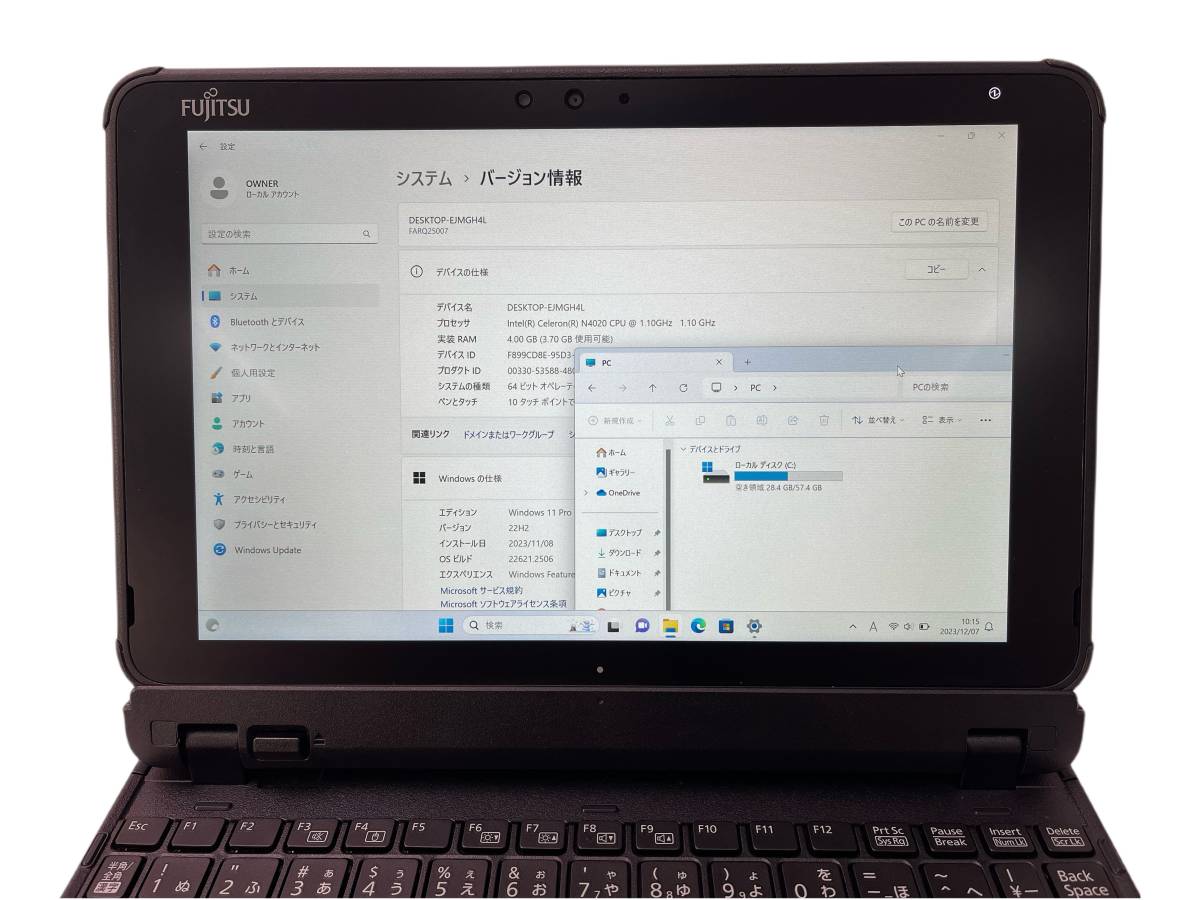 富士通 タブレット ARROWS Tab Q5010/DB Intel Celeron N4020/メモリ4GB/eMMC 64GB/Win11/10.1型WUXGA/IPS/タッチパネル 送料無料■16_画像9