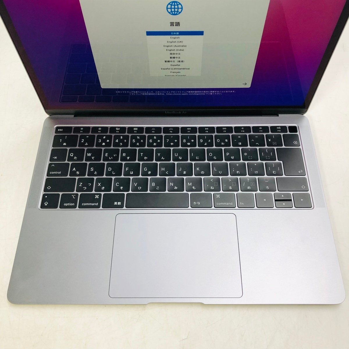 動作確認済み MacBook Air Retina 13インチ (Late 2018) Core i5 1.6GHz/8GB/SSD 256GB スペースグレイ MRE92J/A_画像3