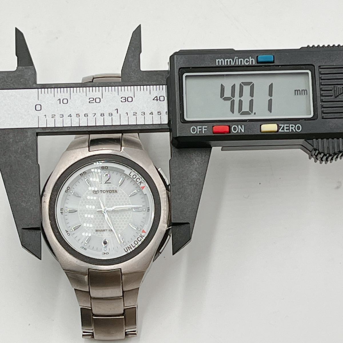 12AC31 【動作品】TOYOTA SMART KEY スマート キー メンズ 腕時計 CITIZEN GN-4-S W830-T010687Y A192TD シルバー 白文字盤 中古 現状品_画像8