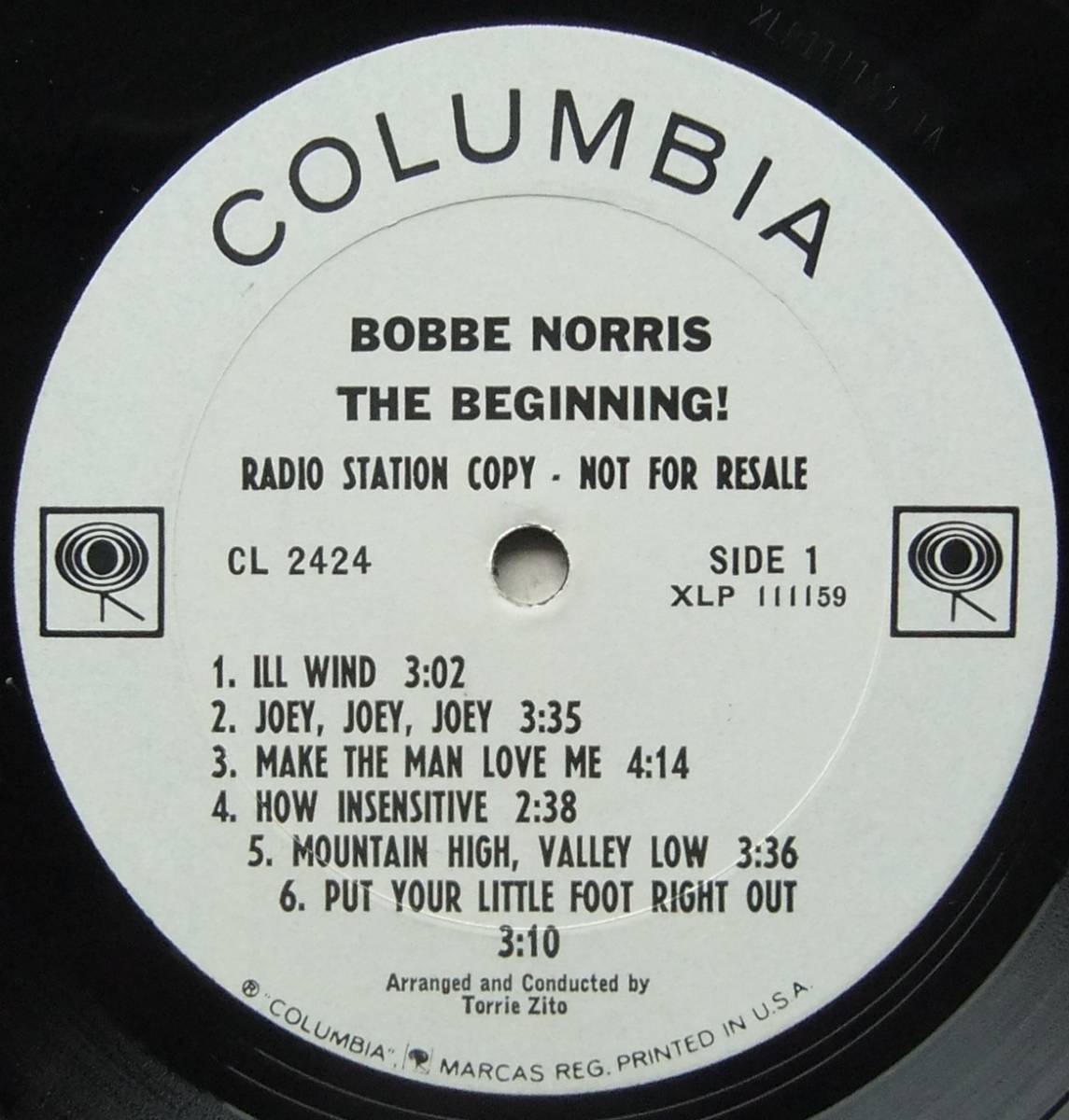 ◆ BOBBE NORRIS / The Beginning ◆ Columbia CL 2424 (promo:2eye:1A)の画像3