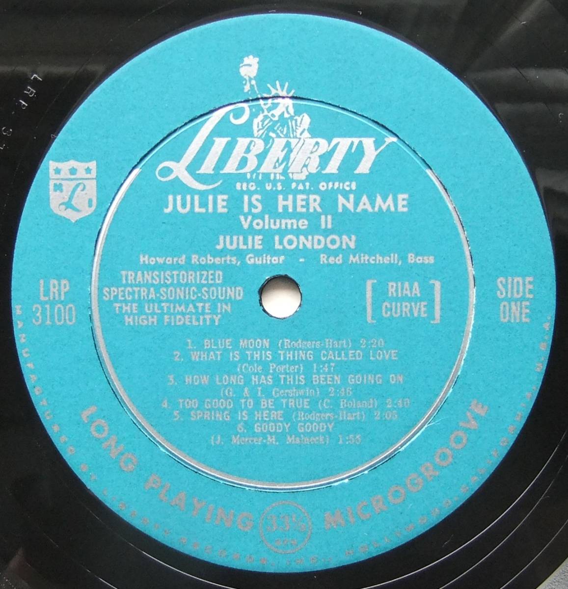 ◆ JULIE LONDON / Julie Is Her Name Vol. II ◆ Liberty LRP 3100 (turquoise:dg) ◆ V_画像3