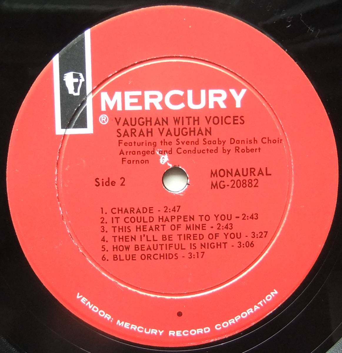 ◆ SARAH VAUGHAN / Vaughan With Voices ◆ Mercury MG 20882 (red:dg) ◆ V_画像4