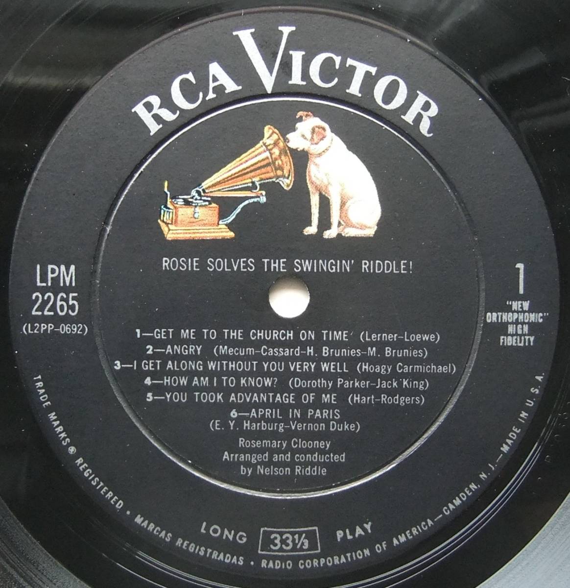 ◆ ROSEMARY CLOONEY / Rosie Solves The Swingin' Riddle ◆ RCA LPM-2265 (dog:dg) ◆_画像3