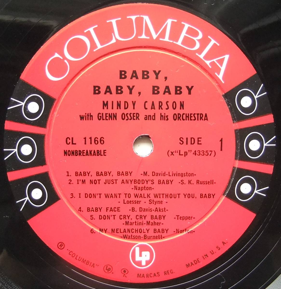 ◆ MINDY CARSON / Baby, Baby, Baby ◆ Columbia CL 1166 (6eye:dg) ◆_画像3