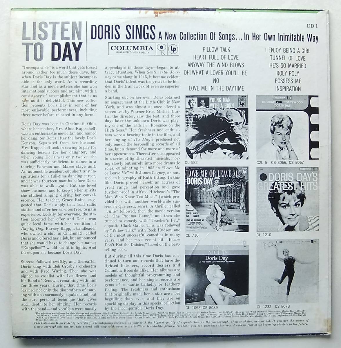 ◆ DORIS DAY / Listen To Day ◆ Columbia DD 1 (6eye:dg) ◆_画像2