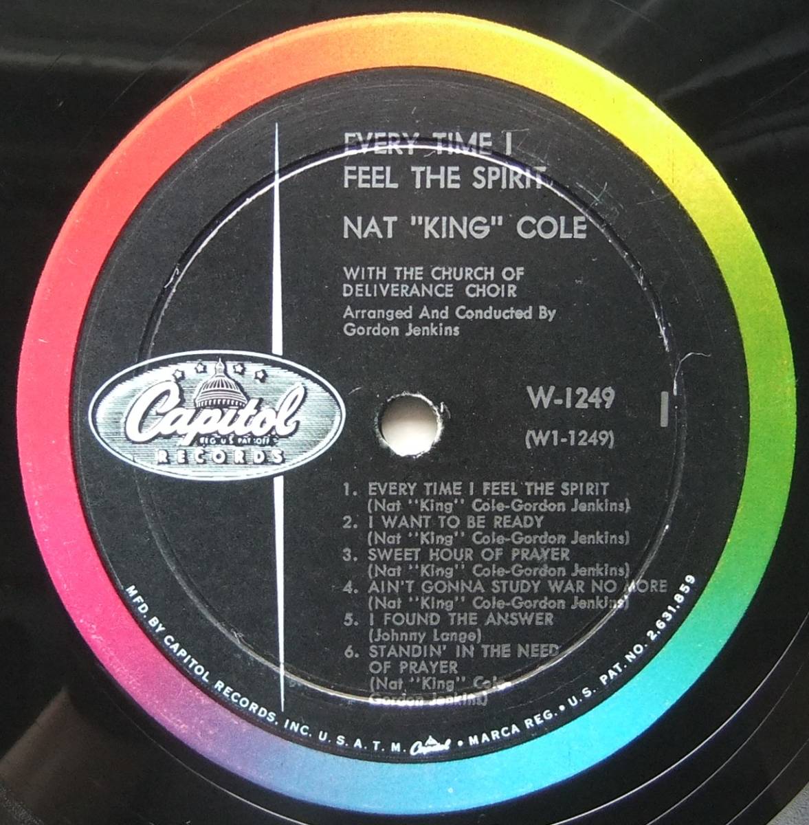 ◆ NAT "KING" COLE / Every Time I Feel the Spirit ◆ Capitol W1249 (color:dg) ◆_画像3