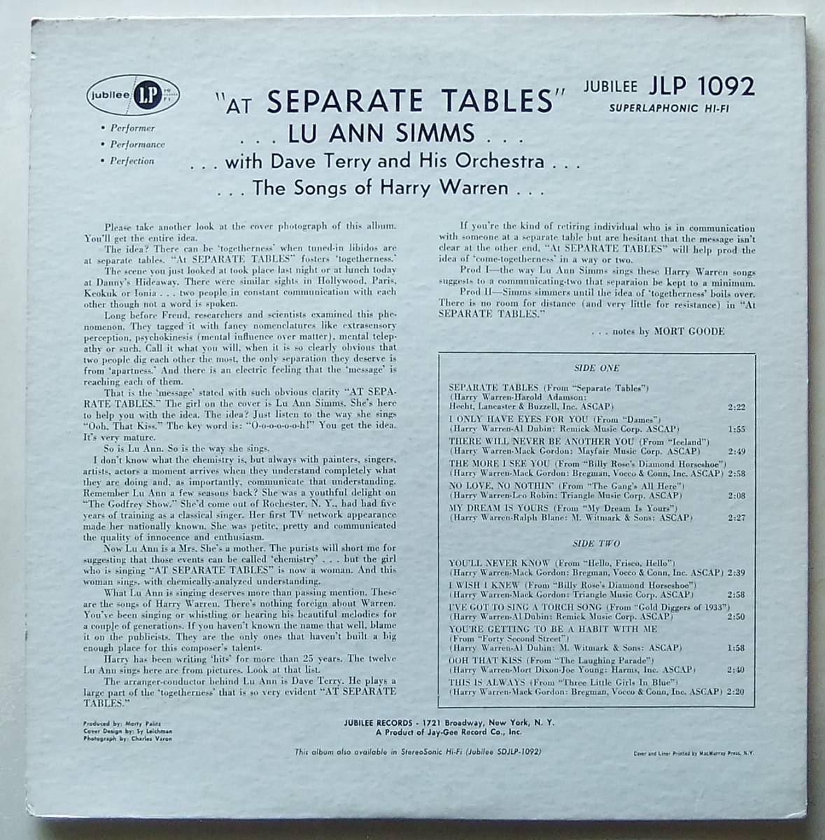 ◆ LuANN SIMMS at Separate Tables ◆ Jubilee JLP-1092 (color:dg) ◆_画像2