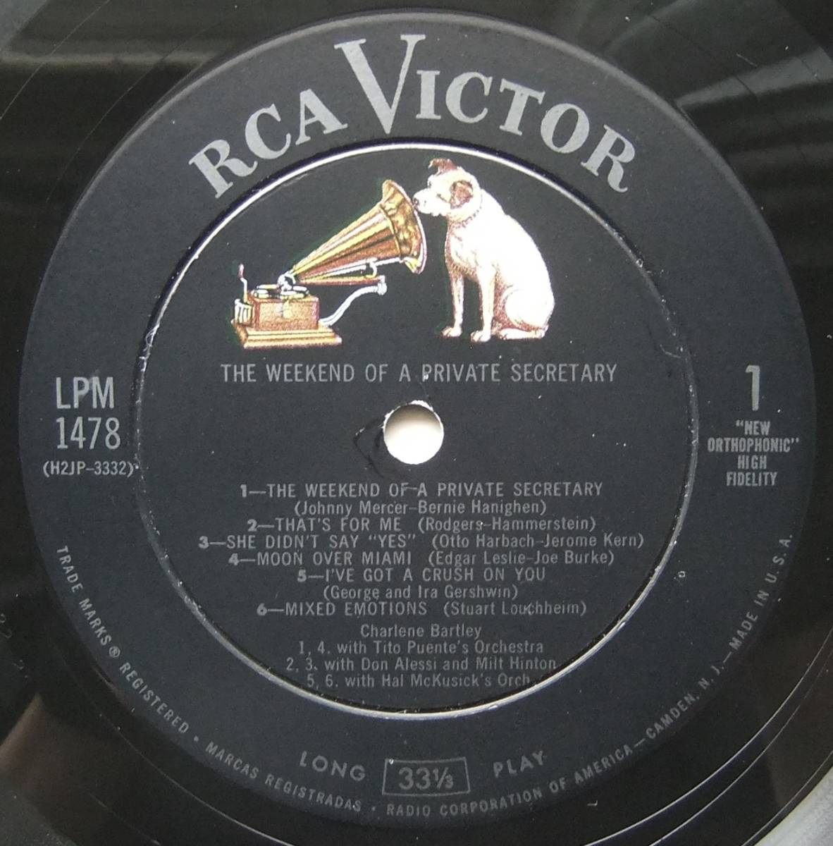 ◆ CHARLENE BARTLRY / The Weekend of a Private Secretary ◆ RCA LPM 1478 (dog:dg) ◆_画像3