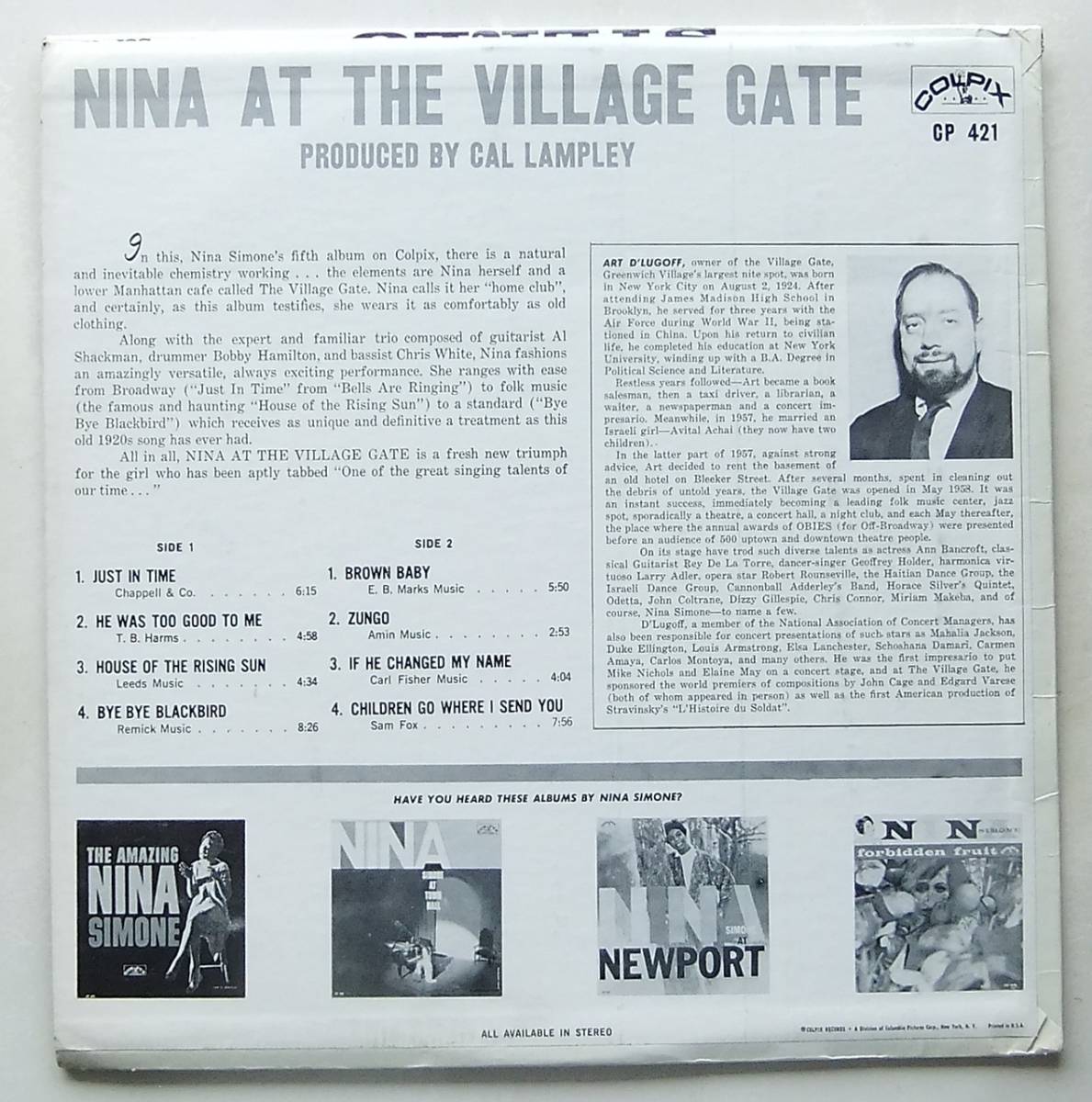 ◆ NINA SIMONE at The Village Gate ◆ Colpix CP 421 (blue) ◆_画像2