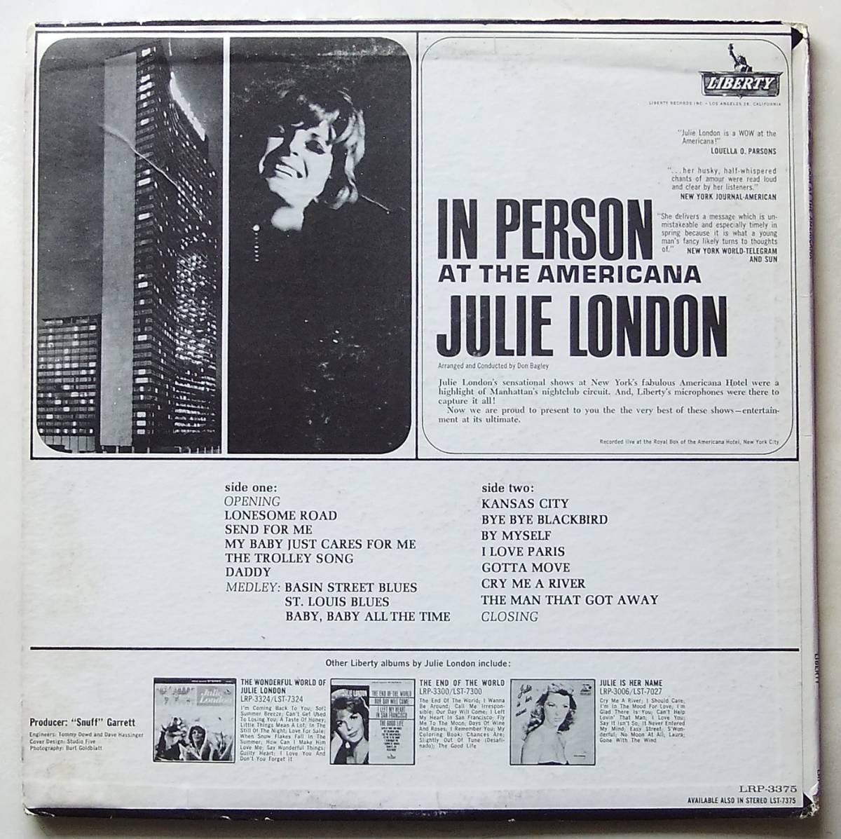 ◆ JULIE LONDON / In Person at The Americana ◆ Liberty LRP 3375 (color) ◆_画像2