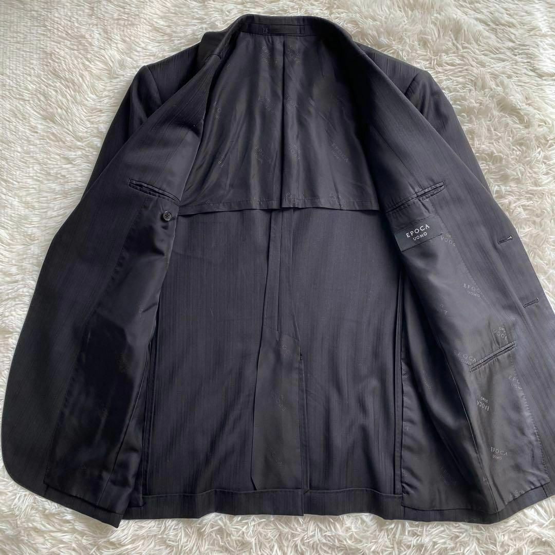 極美品 EPOCA UOMO エポカウォモ シャドーストライプ テーラードジャケット スーツ ビジネス 日本製 2B 背抜き センターベンツ メンズ_画像2