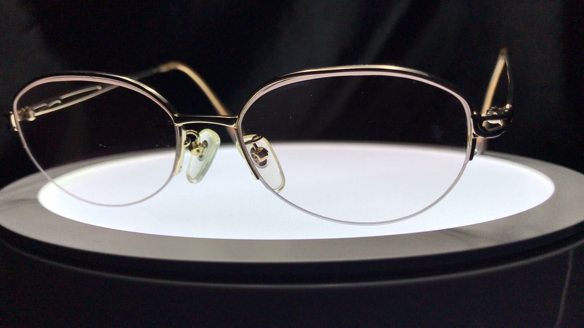 【高級メガネ】K14WG金無垢(ホワイトゴールド) ハーフリム メガネ/サングラス