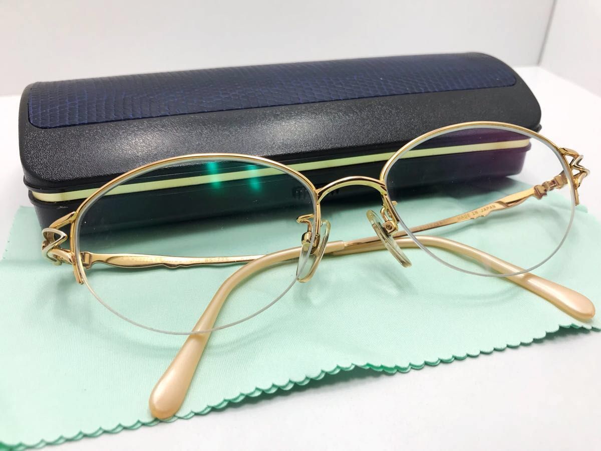 【優良〜美品】K18 ピンクゴールド金無垢　K14飾り 18金眼鏡 日本/鯖江製 メガネ/サングラス