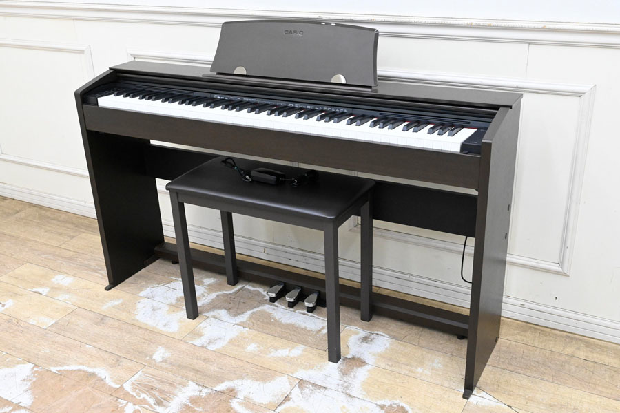 L234 超美品 カシオ CASIO プリヴィア Privia 電子ピアノ PX-770BN 88鍵盤 3本ペダル 2017年製 椅子付