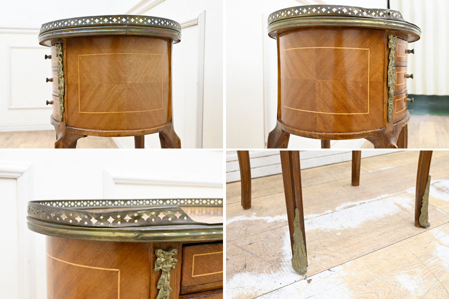 KL032 イタリア製 上級家具 真鍮飾り 本象嵌 コンソールテーブル サイドテーブル 飾り台 花台 置台 オブジェ台 引出収納の画像5