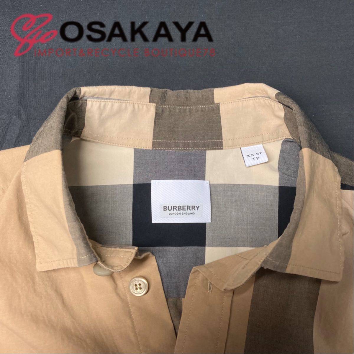  б/у BURBERRYnoba проверка рубашка 8010213 хлопок бежевый XS мужской Burberry tops внешний весна осень длинный рукав тонкий воротник 