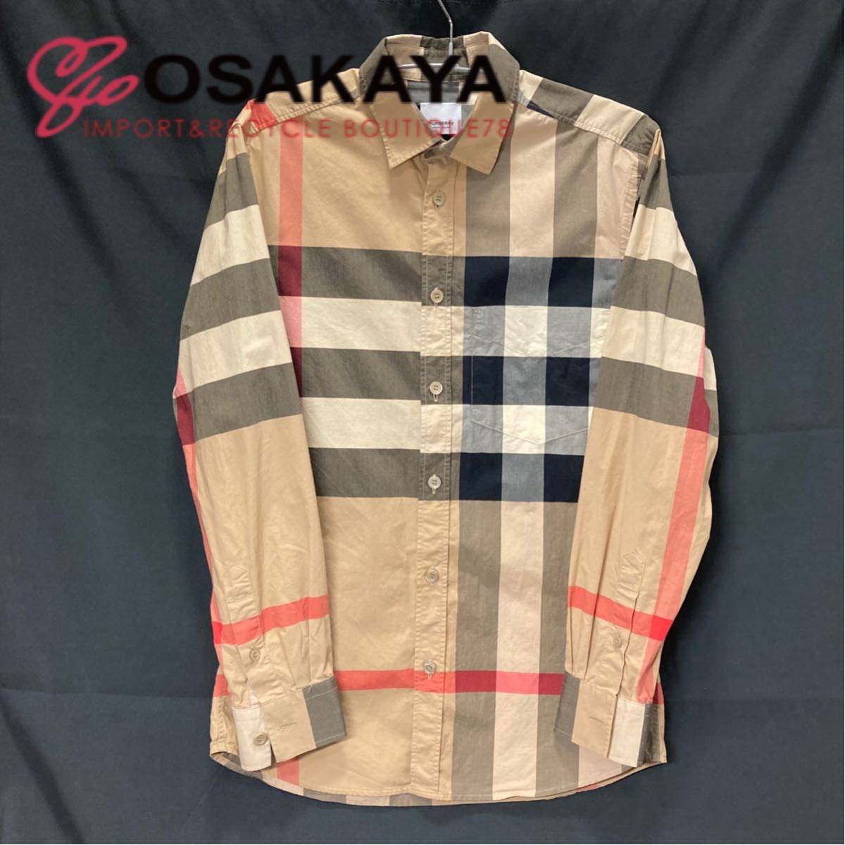 中古 BURBERRY ノバチェック シャツ 8010213 コットン ベージュ XS メンズ バーバリー トップス アウター 春 秋 長袖 薄手 襟_画像1