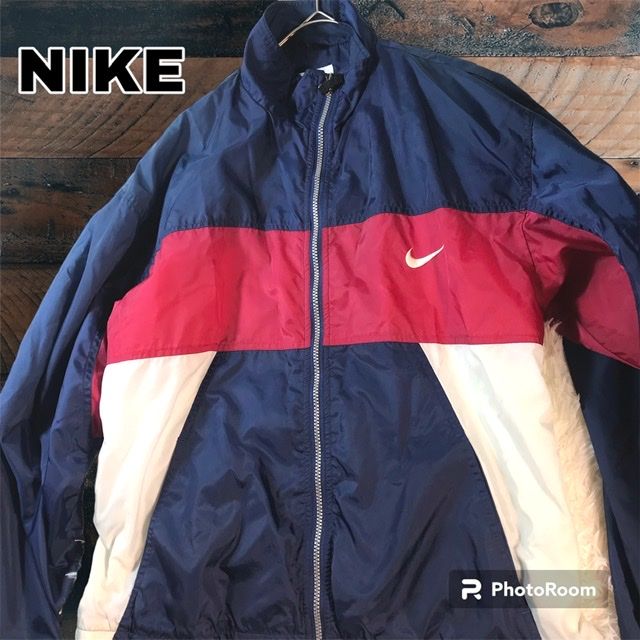 90sヴィンテージ　NIKE ナイキトリコロールカラー　ナイロンジャケット NIKE