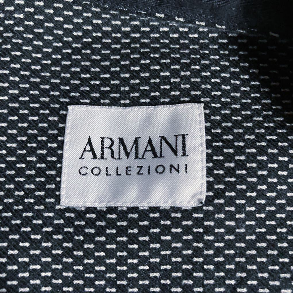 ARMANI COLLEZIONI アルマーニ コレツィオーニ コットン バーズアイ 比翼仕立て バンドカラー シャツ size.L グレー バイカラー 長袖_画像6