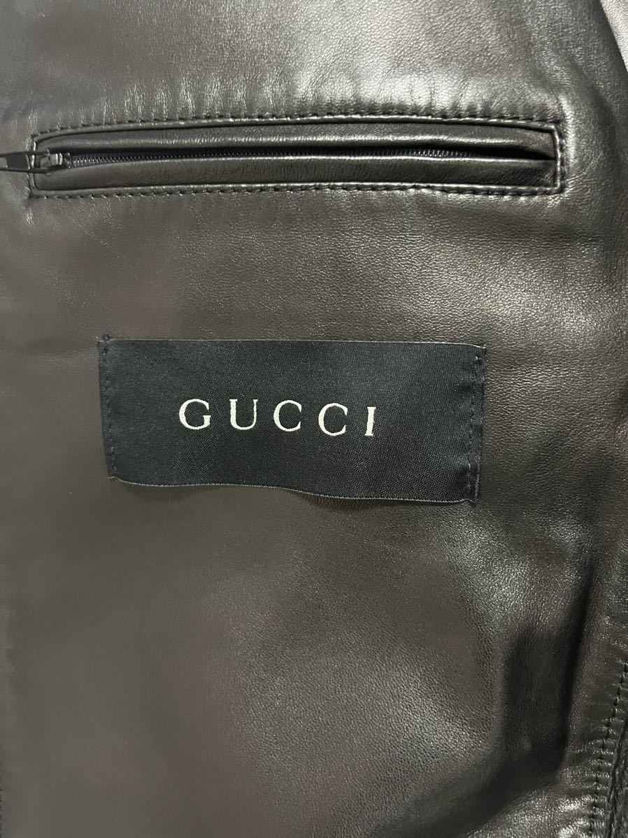 グッチシングルレザーライダージャケット 黒メンズGUCCI革ジャン _画像6