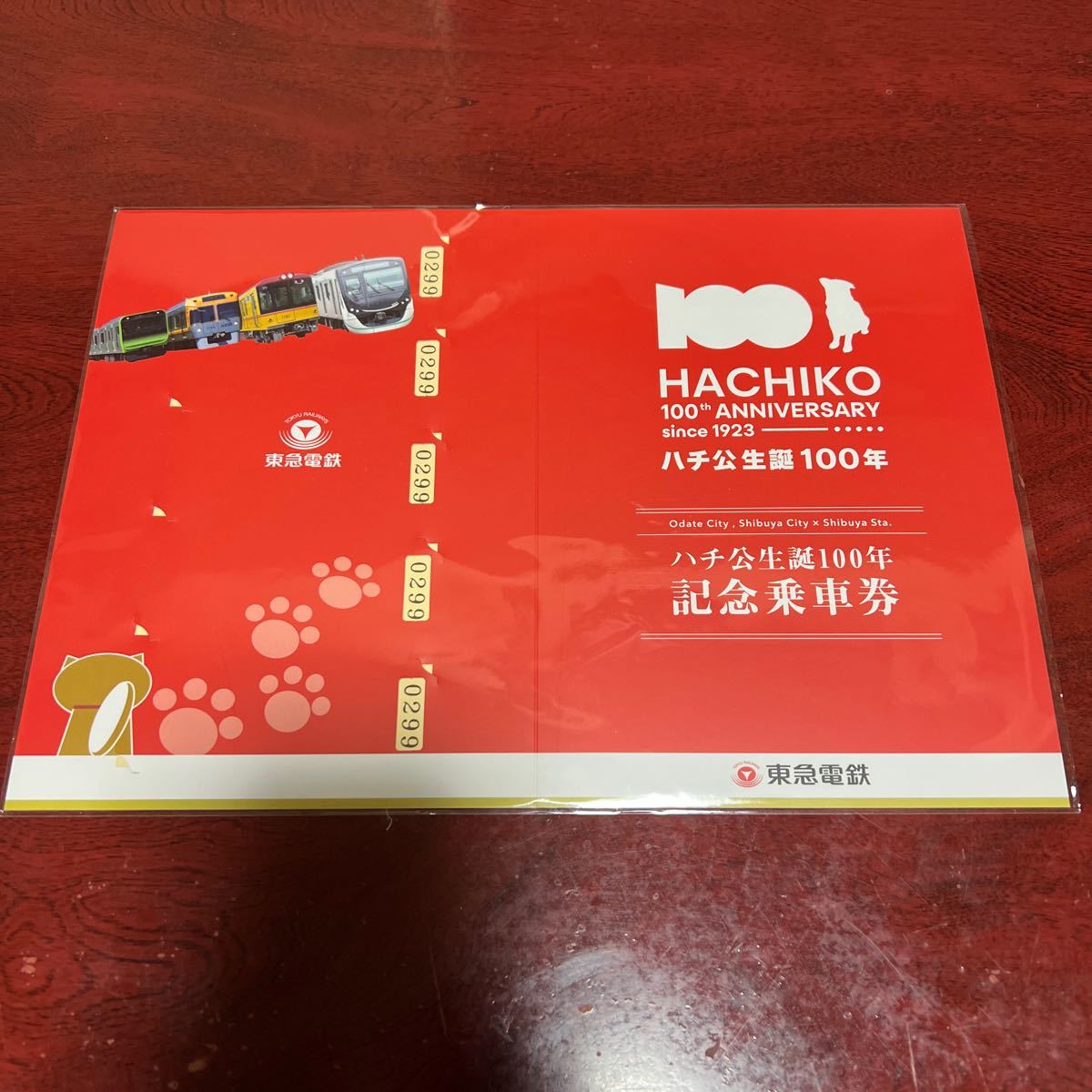 東急電鉄　ハチ公生誕100年記念乗車券　東横線田園都市線渋谷駅　_画像1
