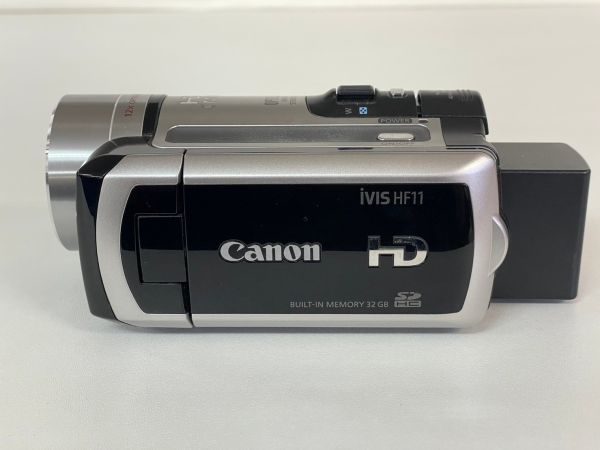 J305-K32-3177 Canon キャノン フルハイビジョンビデオカメラ iVIS HF11 日本製 32GB バッテリー/充電器/備品付 通電OK 初期化済②_画像7