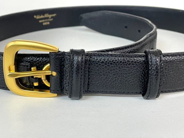 L330-K54-66 Salvatore Ferragamo/サルヴァトーレフェラガモ ファッション ベルト 4614 ブラック/黒 (最短)87-(最長)87cm②_画像8