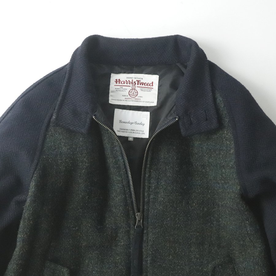 極美品 Sevendays=Sundays 英国老舗 HARRIS TWEED ハリスツイード コラボ G-9 スウィングトップ ハリントンジャケット ブルゾン Ｍ メンズ_画像2