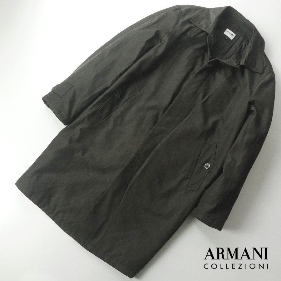 美品 ジョルジオアルマーニ・コレツィオーニ ARMANI COLLEZIONI 中綿入り ステンカラーコート 茶 52 XL【参考価格￥129,800-】_画像1