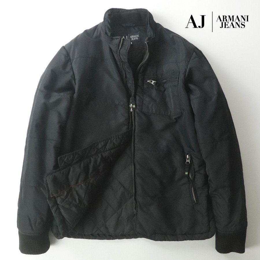 美品 ジョルジオ・アルマーニ ARMANI JEANS ナイロンツイル パディングジャケット 48 JP:L ブルゾン 中綿入り メンズ 裏キルティング_画像1