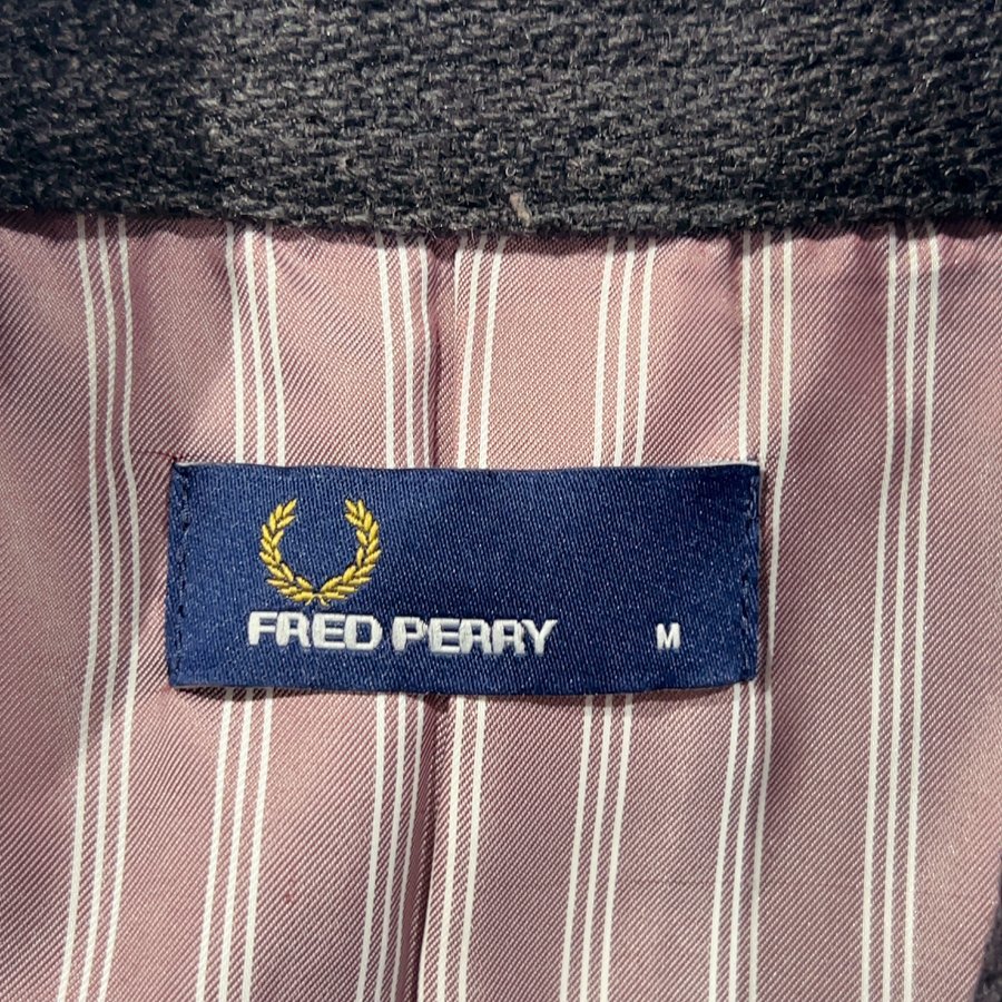 相場価格￥41,500- 美品 FRED PERRY フレッドペリー F2232 ツイードウール ピーコート チャコールグレー M Pコート イカリボタン ショート_画像7