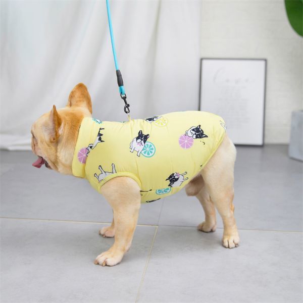 イエローLサイズ◆【残り数枚】犬服 中型犬用 フレブル ドッグウェア ダウン風 アウター Dカン付き 新品 フレンチブルドッグ ジャケット_画像8